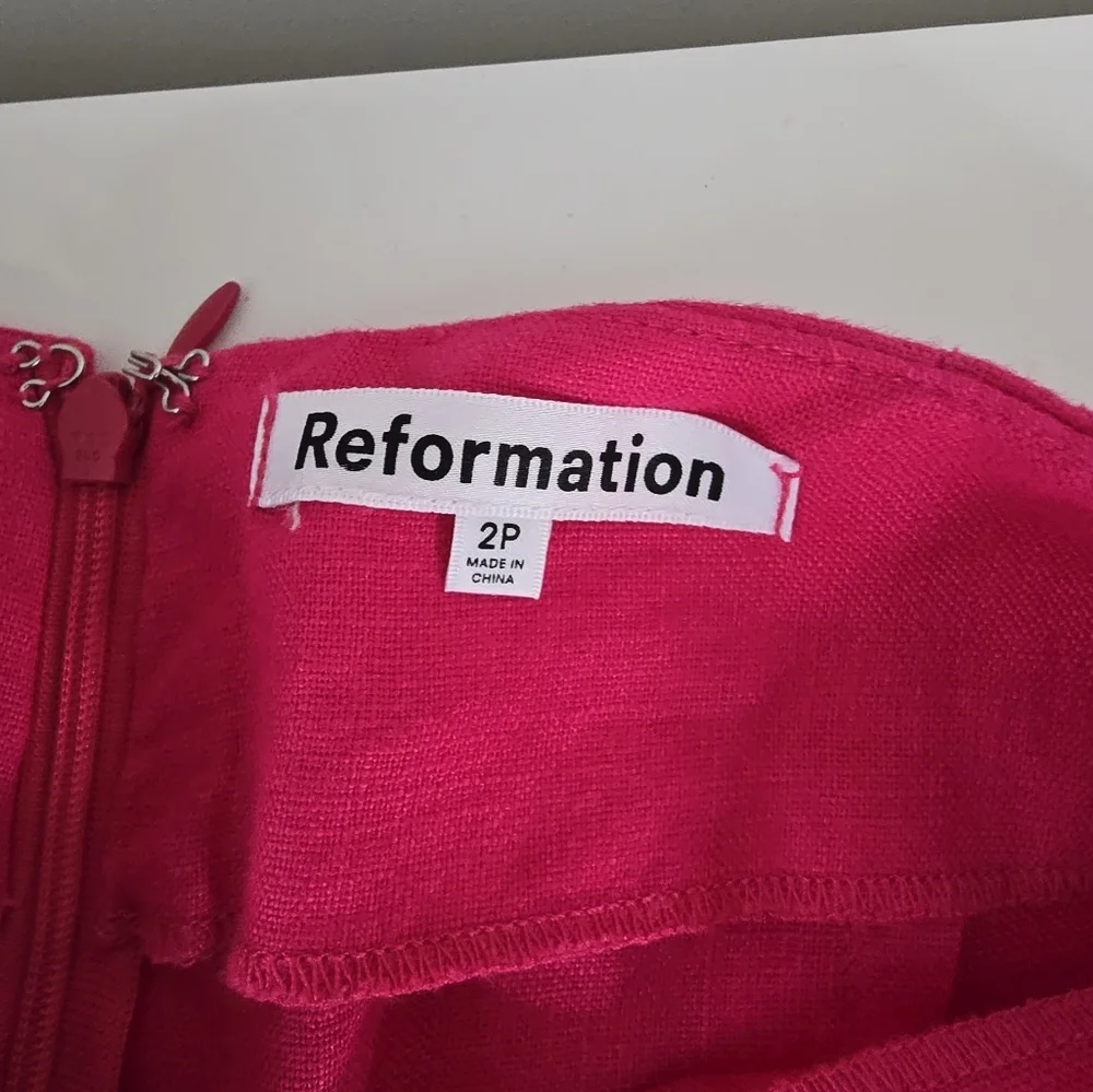 Reformation Cleo Linen Hot Pink Two Piece Set 2 Petite Barbiecore Feminine